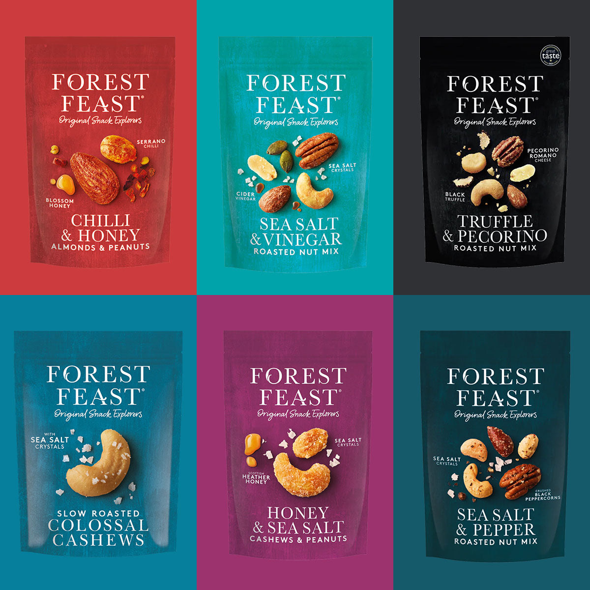 Forest Feast Slow Roasted Nut Selection Premium Nut Mix 6 Pack Box