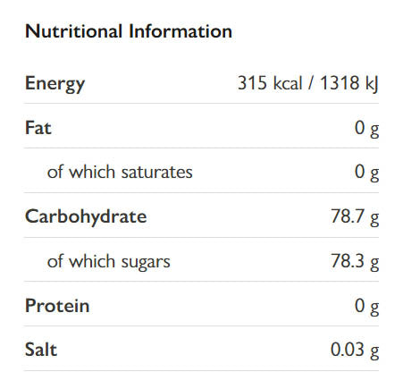 Nutritional information (full)
