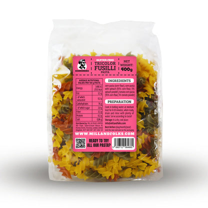 Economike Gluten free corn pasta tricolor fusilli 400g