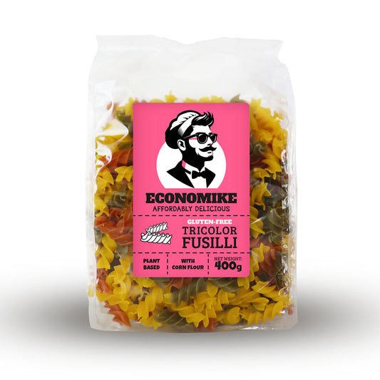 Economike Gluten free corn pasta tricolor fusilli 400g