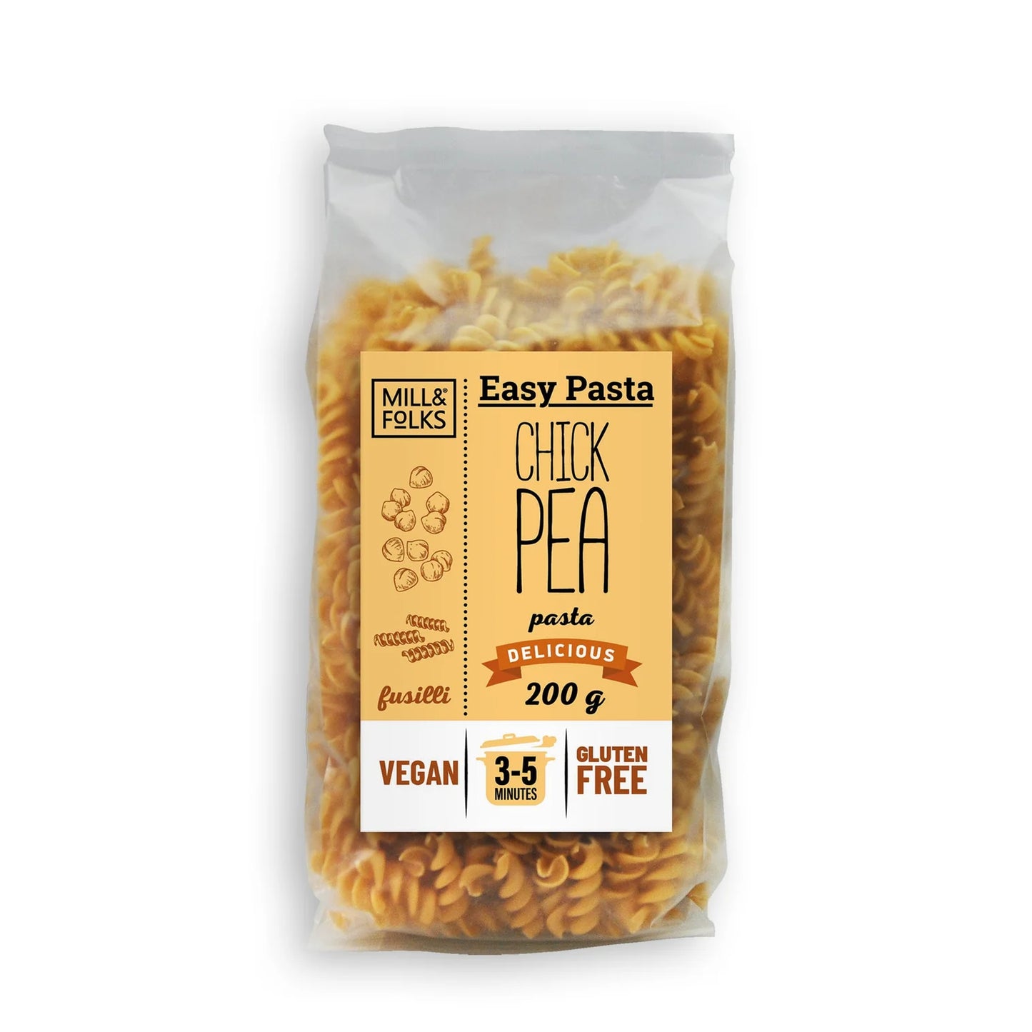 Mill & Folks - Gluten Free Chickpea pasta fusilli 200g