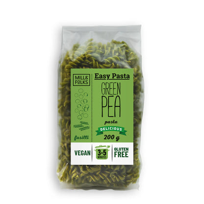 Easy Pasta Green pea pasta fusilli 200g by Mill & Folks