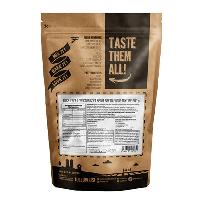 Back of Bake-Free Low Carb High-Protein Soft Sport Bread Flour Mixture 900g