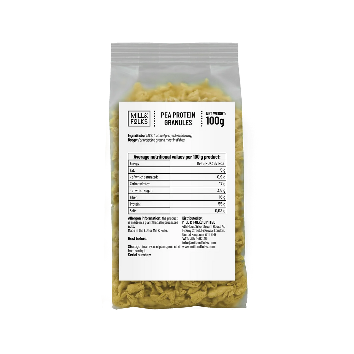 Mill & Folks - Pea Protein granules 100g