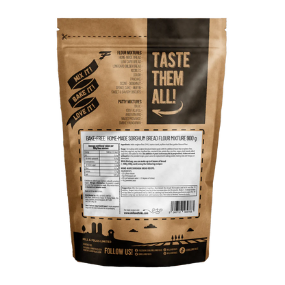 Back view of Mills & Folks - Bake-Free Sorghum bread flour mixture 900g
