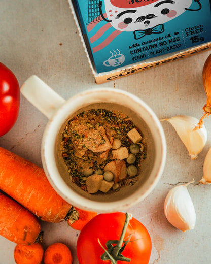 Dried ingredients in a bug for the Cupster instant minestrone soup