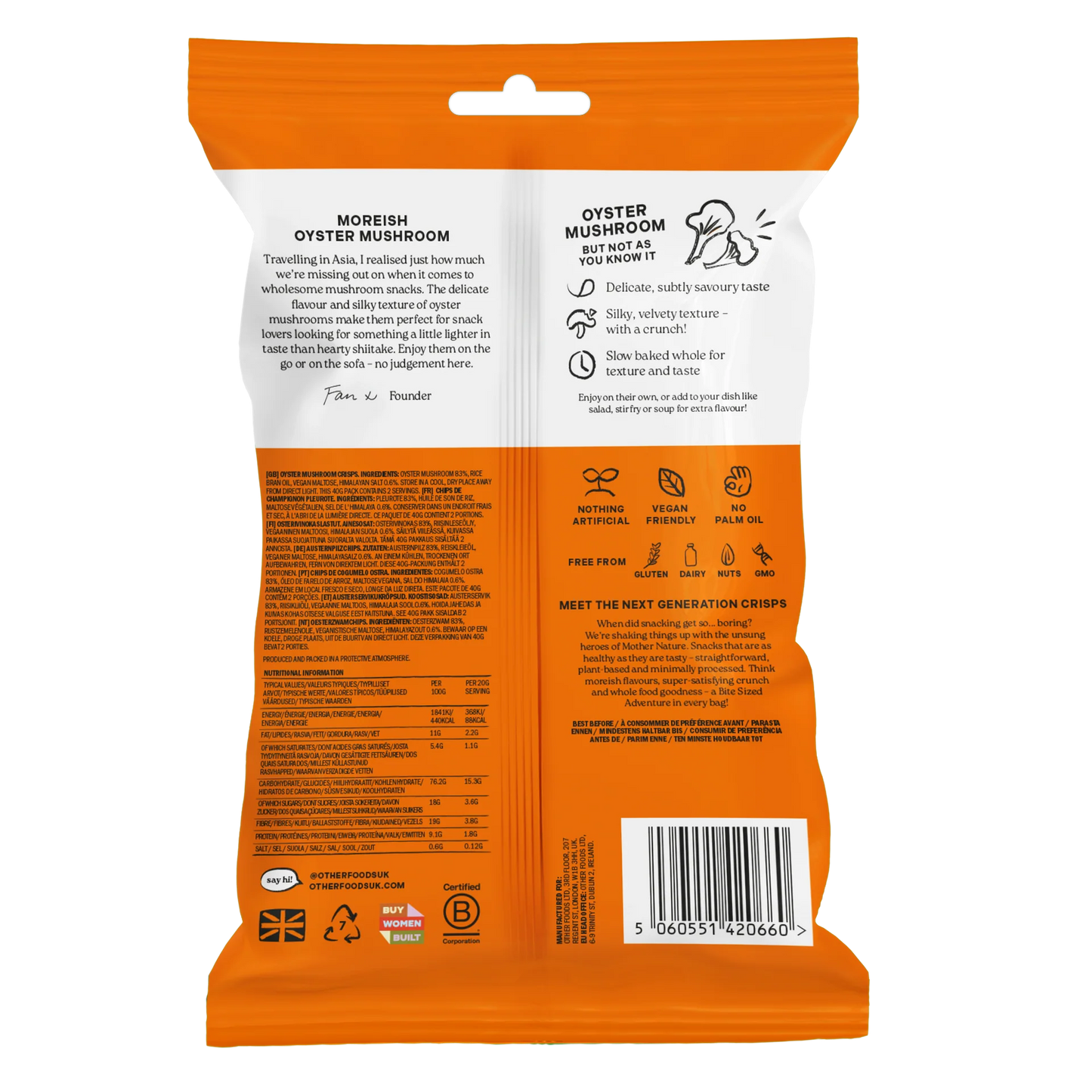 Other Foods - Crunchy Oyster Mushroom Pack of  4x40g