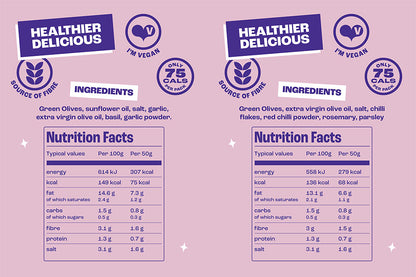 Olly's Olives, Mixed Pack, 50g x 12 - Nutritional Information
