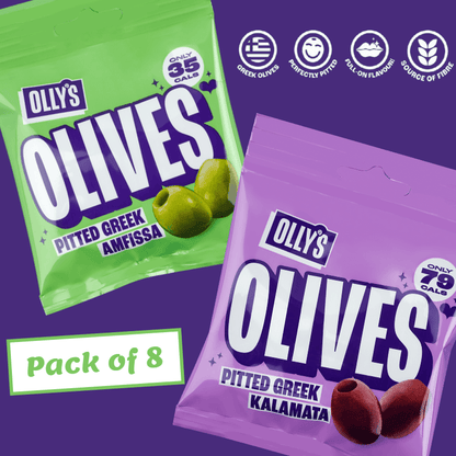 Olly's Olives - Pitted Greek Amfissa and Kalamata Selection 8x30g