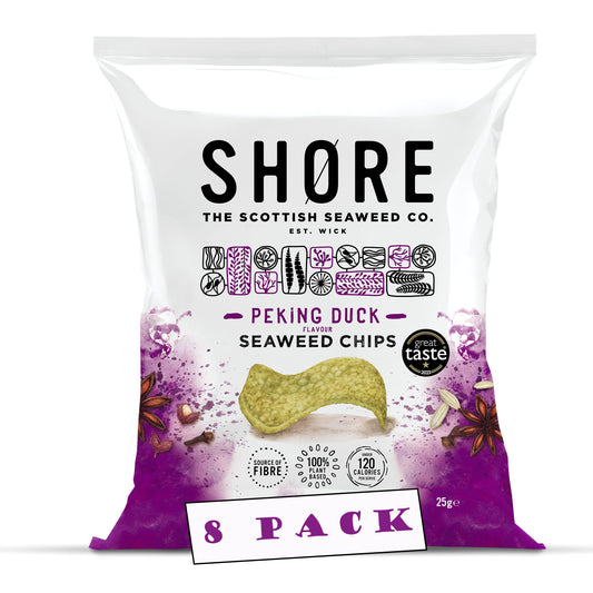 Shore Seaweed Chips - Peking Duck 25g, Pack of 8