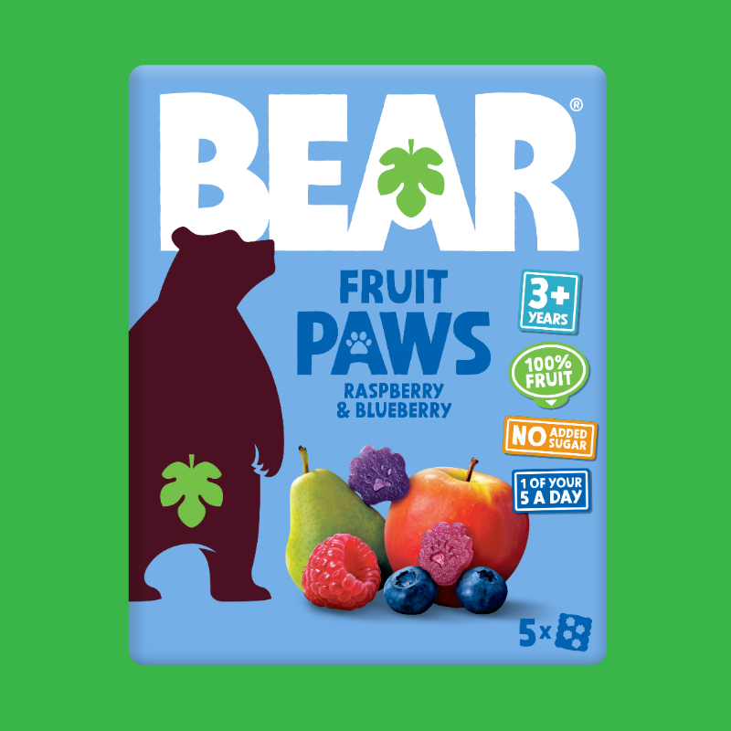 BEAR Paws Raspberry & Blueberry Fruit Snack Kids Lunchbox Snack