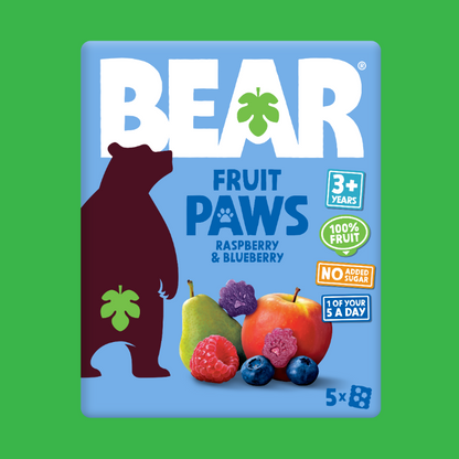 BEAR Paws Raspberry & Blueberry Fruit Snack Kids Lunchbox Snack