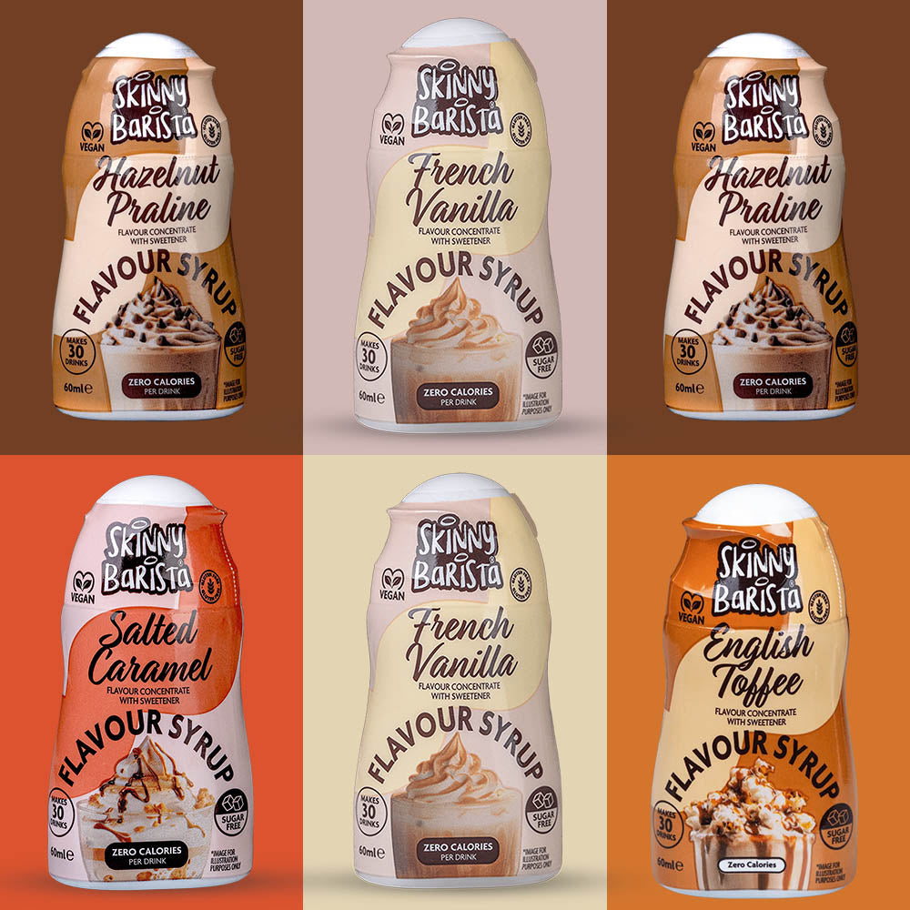 Skinny Food Co Barista Shots Selection Pack of 6 x 60ml Contains 4 flavours