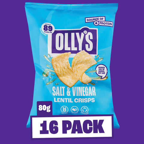 Olly's -Salt & Vinegar Lentil Crisps 16 x 80g