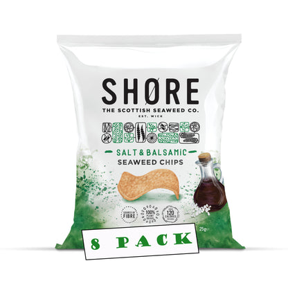 Shore Seaweed Chips - Salt & Balsamic 25g, Pack of 8