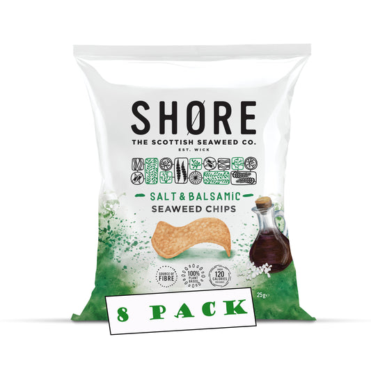 Shore Seaweed Chips - Salt & Balsamic 25g, Pack of 8