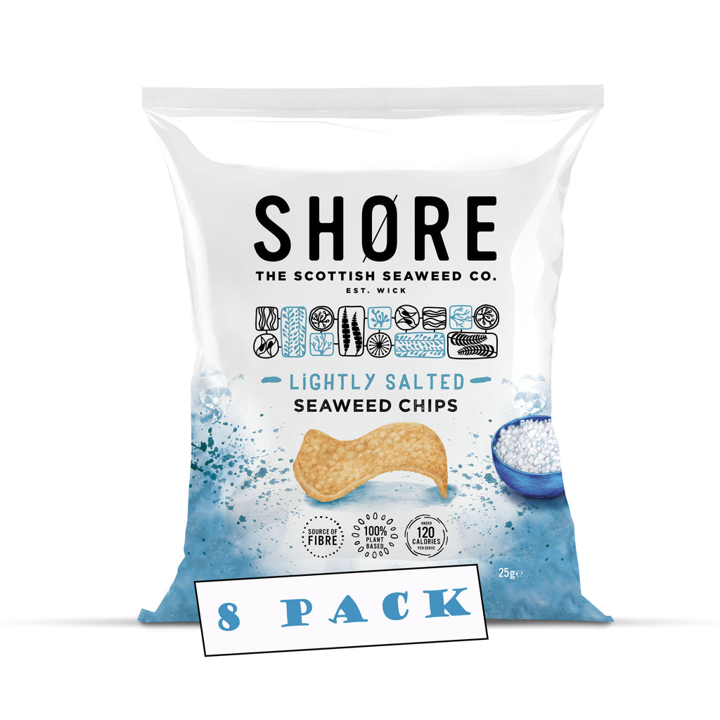 Shore Seaweed Chips - Lightly Salted 25g, Pack of 8