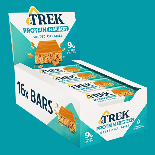 JB's Trek Salted Caramel Flavour Topped Protein Flapjack Pack of 16