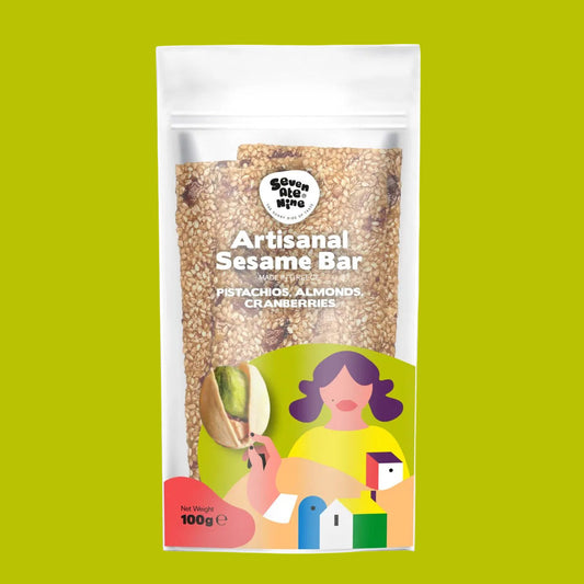 Seven Ate Nine - Sesame Bar - Pistachios, Almonds, Cranberries 100g
