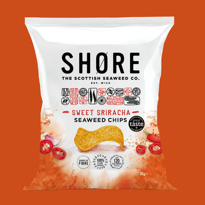 Shore Seaweed Chips - Sweet Siracha Chilli 25g, Pack of 8