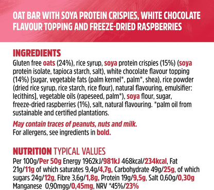 JB's Trek White Chocolate Raspberry Protein Flapjack Pack of 36