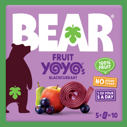 BEAR Blackcurrant Yoyo Fruit Rolls Kids Snack No Added Sugar