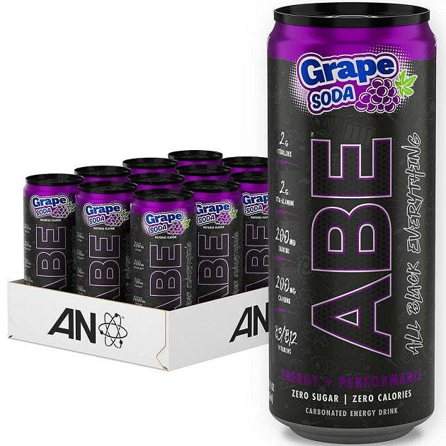 Applied Nutrition ABE (All Black Everything) Carbonated Can 12x330ml American Grape Soda