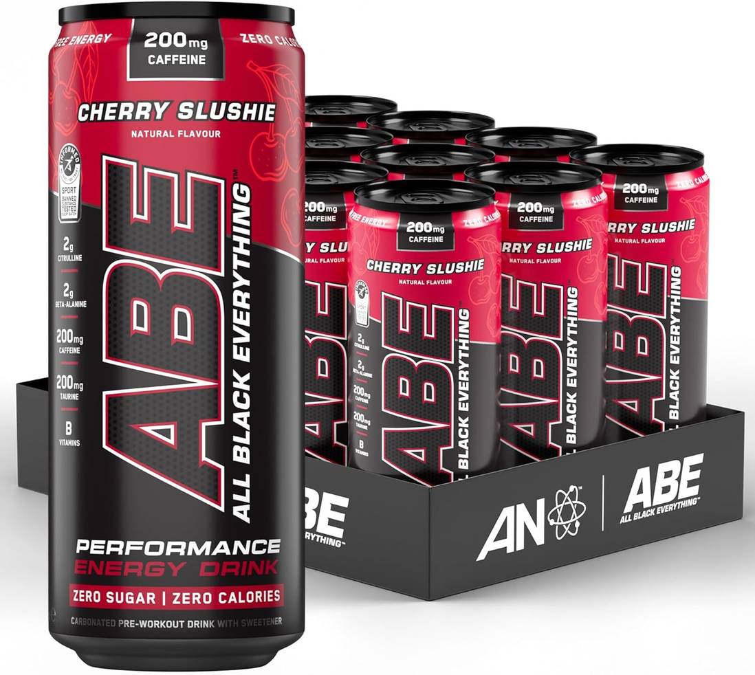 Applied Nutrition ABE (All Black Everything) Carbonated Can 12x330ml Cherry Slushie